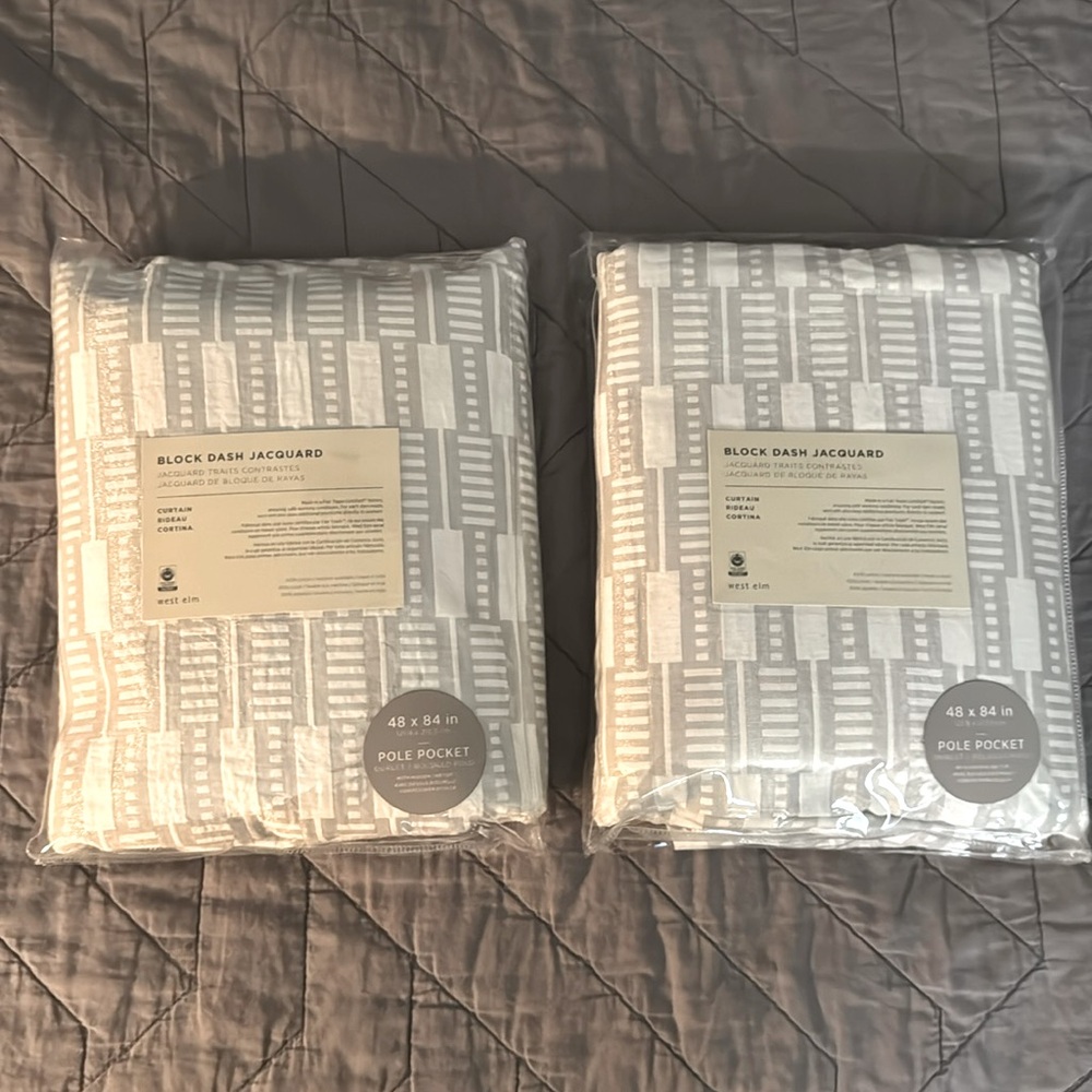 West Elm Block Dash Jacquard Curtains